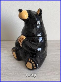 BearFoots Bear Cookie Jar by Jeff Fleming Big Sky Carvers 12 Ceramic Black Bear