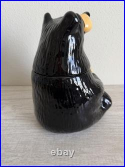 BearFoots Bear Cookie Jar by Jeff Fleming Big Sky Carvers 12 Ceramic Black Bear