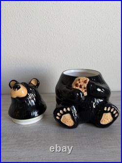 BearFoots Bear Cookie Jar by Jeff Fleming Big Sky Carvers 12 Ceramic Black Bear