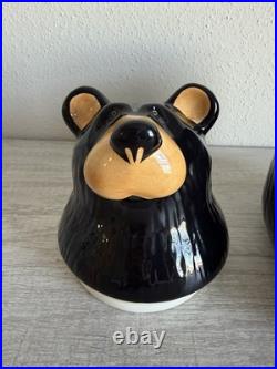 BearFoots Bear Cookie Jar by Jeff Fleming Big Sky Carvers 12 Ceramic Black Bear