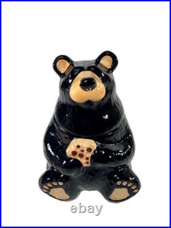 BearFoots Black Bear Cookie Jar by Jeff Fleming Big Sky Carvers 12 Ceramic NIB