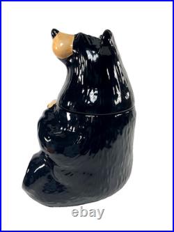 BearFoots Black Bear Cookie Jar by Jeff Fleming Big Sky Carvers 12 Ceramic NIB