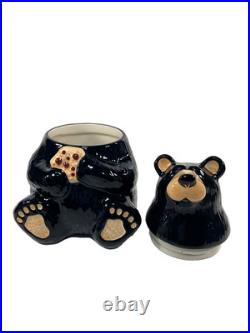 BearFoots Black Bear Cookie Jar by Jeff Fleming Big Sky Carvers 12 Ceramic NIB