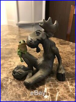 Bear Foot Big Sky Carvers Moose Figurine With Cute Frog