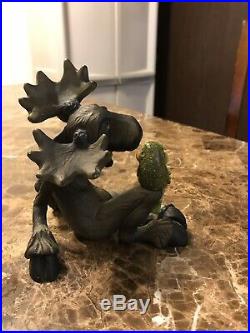 Bear Foot Big Sky Carvers Moose Figurine With Cute Frog