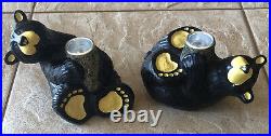 Bear Foots Bears Miles & Constance Candle Holders Jeff Fleming Lodge Cabin Decor