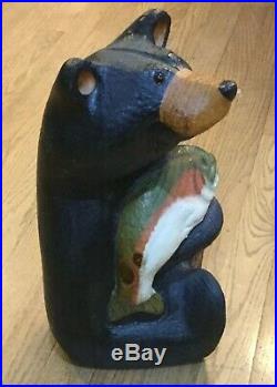 Bear Holding Fish Wood Carving from Big Sky Carvers. Made around 1998