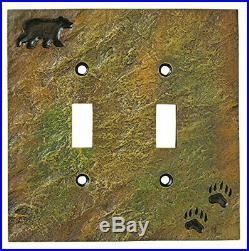 (Bear and Tracks) Big Sky Carvers 30170440 Bear and Tracks Double Switch Plate