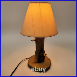 Bear in Log Lamp Jeff Fleming BearFoots Collection Big Sky Carvers Rustic Lodge