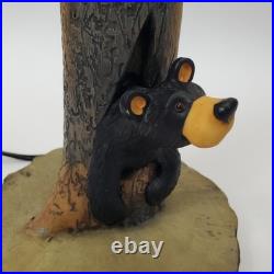 Bear in Log Lamp Jeff Fleming BearFoots Collection Big Sky Carvers Rustic Lodge