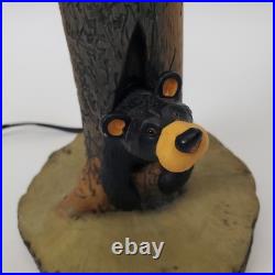 Bear in Log Lamp Jeff Fleming BearFoots Collection Big Sky Carvers Rustic Lodge