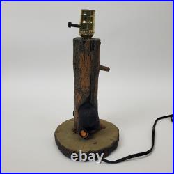 Bear in Log Lamp Jeff Fleming BearFoots Collection Big Sky Carvers Rustic Lodge