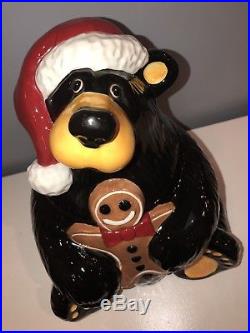 Bearfoot Bear Gingerbread Man Christmas Cookie Jar Big Sky Carver Jeff Fleming