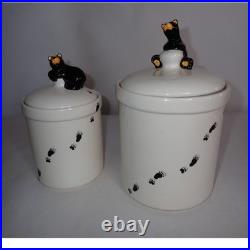 Bearfoots 2 Ceramic Canister Jar Lodge Country Big Sky Jeff Fleming Tall Bear