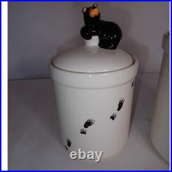 Bearfoots 2 Ceramic Canister Jar Lodge Country Big Sky Jeff Fleming Tall Bear
