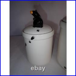 Bearfoots 2 Ceramic Canister Jar Lodge Country Big Sky Jeff Fleming Tall Bear