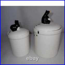 Bearfoots 2 Ceramic Canister Jar Lodge Country Big Sky Jeff Fleming Tall Bear
