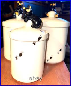 Bearfoots 3 Ceramic Canister Jar Lodge Country Big Sky Jeff Fleming Tall Bear