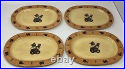 Bearfoots BIG SKY CARVERS Bears By Jeff Fleming set of 4 Oval Dinner Plates EXC
