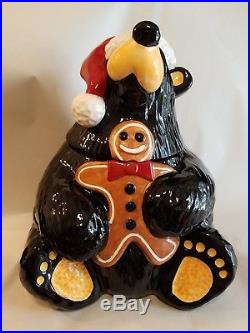 Bearfoots Bear Christmas Cookie Jar Gingerbread Man by Jeff Fleming Big Sky RARE