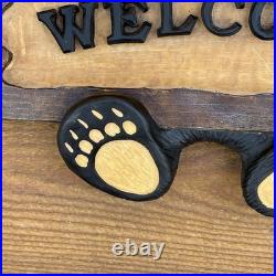 Bearfoots Bear Welcome Wall Hanging Jeff Fleming Big Sky Carvers Resin Vintage