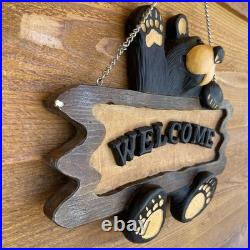 Bearfoots Bear Welcome Wall Hanging Jeff Fleming Big Sky Carvers Resin Vintage