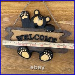 Bearfoots Bear Welcome Wall Hanging Jeff Fleming Big Sky Carvers Resin Vintage
