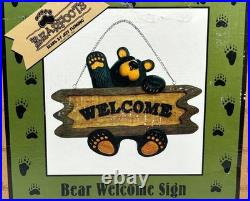 Bearfoots Bears Welcome Sign Hanging Jeff Fleming Vintage Big Sky Carvers Rare