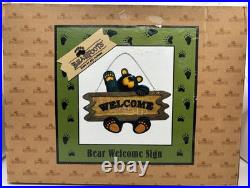 Bearfoots Bears Welcome Sign Hanging Jeff Fleming Vintage Big Sky Carvers Rare