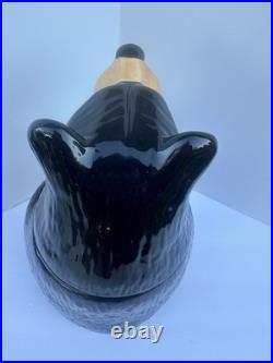 Bearfoots Big Sky Carvers Cookie Jar with Lid, Black/Beige Bear, 12 in. Preowned