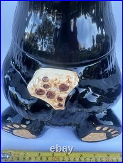 Bearfoots Big Sky Carvers Cookie Jar with Lid, Black/Beige Bear, 12 in. Preowned