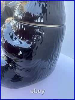 Bearfoots Big Sky Carvers Cookie Jar with Lid, Black/Beige Bear, 12 in. Preowned