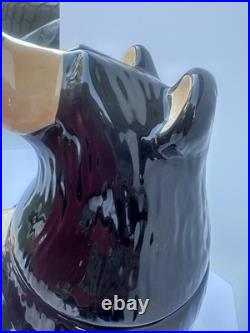 Bearfoots Big Sky Carvers Cookie Jar with Lid, Black/Beige Bear, 12 in. Preowned