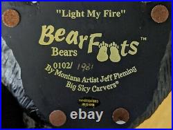 Bearfoots Big Sky Carvers Jeff Fleming Light my Fire Bear Candleholder