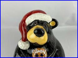 Bearfoots Big Sky Carvers Santa Cookie Jar Bear w Gingerbread Jeff Fleming 12
