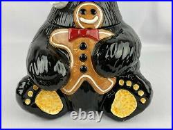 Bearfoots Big Sky Carvers Santa Cookie Jar Bear w Gingerbread Jeff Fleming 12