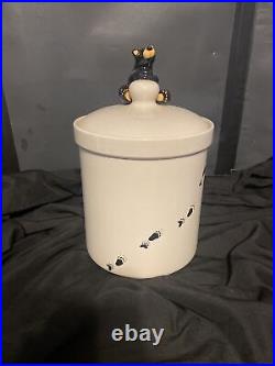 Bearfoots Ceramic Canister Jar Lodge Country Big Sky Jeff Fleming 9 Tall