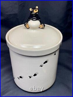 Bearfoots Ceramic Canister Jar Lodge Country Big Sky Jeff Fleming 9 Tall
