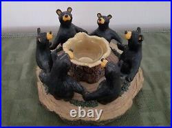 Bearfoots Circle of Bears Candle Holder Big Sky Carvers Jeff Fleming 8 in