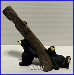 Bearfoots Jeff Fleming Drinking Buddies Wine Holder Bear Holding Up Tree & Sit