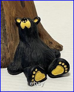 Bearfoots Jeff Fleming Drinking Buddies Wine Holder Bear Holding Up Tree & Sit