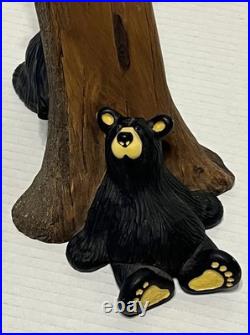Bearfoots Jeff Fleming Drinking Buddies Wine Holder Bear Holding Up Tree & Sit