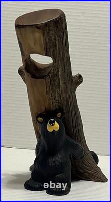 Bearfoots Jeff Fleming Drinking Buddies Wine Holder Bear Holding Up Tree & Sit