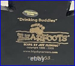 Bearfoots Jeff Fleming Drinking Buddies Wine Holder Bear Holding Up Tree & Sit