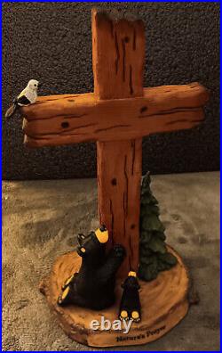 Bearfoots Jeff Fleming Nature's Prayer Bears & cross Used Retired