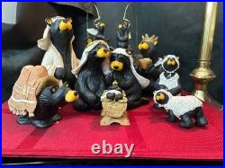 Bearfoots Nativity Set 13 pc Set Jeff Fleming Christmas Resin Bears