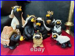 Bearfoots Nativity Set 13 pc Set Jeff Fleming Christmas Resin Bears