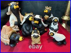 Bearfoots Nativity Set 13 pc Set Jeff Fleming Christmas Resin Bears