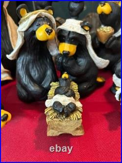 Bearfoots Nativity Set 13 pc Set Jeff Fleming Christmas Resin Bears