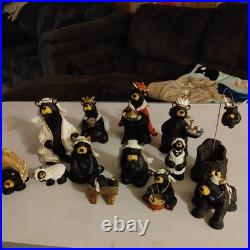 Bearfoots Nativity Set 13 pc Set Jeff Fleming Christmas Resin Bears see notes